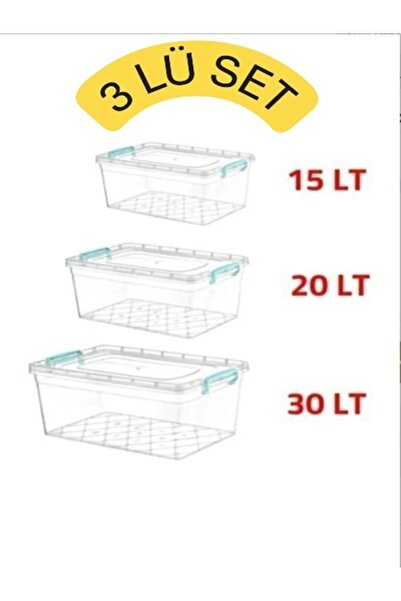 VİALEX Set of 3 15 Lt - 20 Lt - 30 Lt Size Storage and Protection Container Box