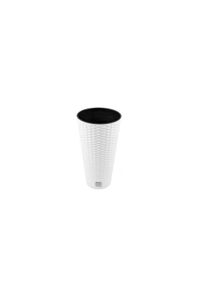 Prosperplast Flower Pot, Prosperplast, Rato Tubus, Tall Round, 15 L, Rattan Imitation, White, 2547.6 cm
