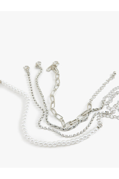 Koton Taşlı İnci Detaylı 4'lü Zincir Bileklik Seti