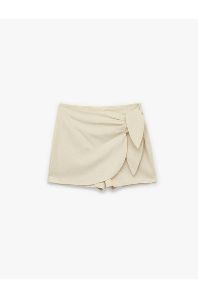 Koton Крувазе Збоку Застібка Деталізована Льняна Шорти Спідниця