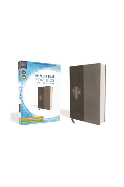 Zondervan NIV Bible for Kids, Leathersoft, Gray, Red Letter Edition, Comfort ...