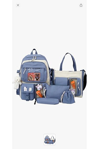 Melis Tansu 4 Parça Büyük Kapasiteli Okul Çantası Seti – Sırt Çantası, Kalemlik, Omuz ve El Çantası