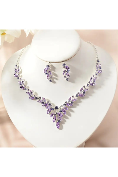 İnci Mercan Bujiteri 3 Lü Lüks Düğün Takı Seti - Kolye ve Küpe