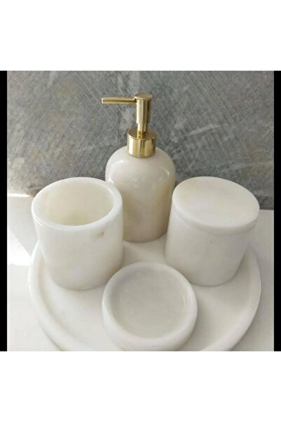 Markasız ucuz Altı parça mermer sabunluk seti gold detaylı