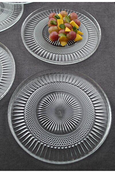 Qualitev 6 Pieces Glass Serving Plate 21 cm Elina Series - Breakfast Plate