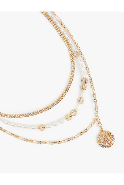 Koton 3 Sıra İnci Detaylı Çoklu Zincir Kolye