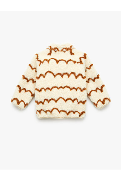Koton Patterned Long Sleeve Stand Collar Fleece Jacket