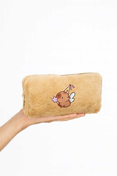 Puffie حقيبة أقلام من القطيفة على شكل كابيبارا، حامل أقلام