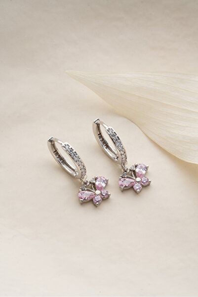 SAKLI TAKI 925 Ayar Gümüş Halkalı Kelebek Küpe