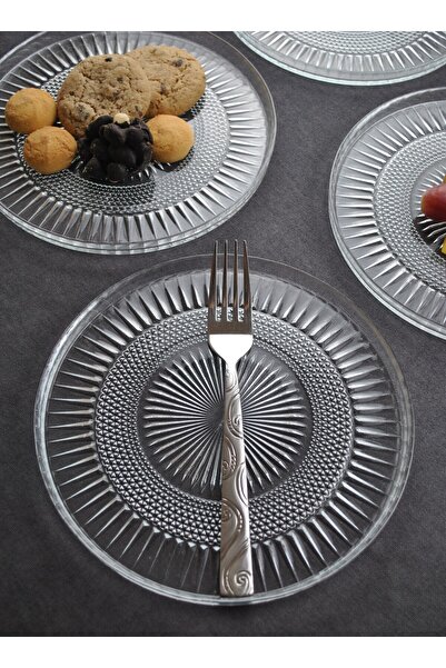 Qualitev 6 Pieces Glass Serving Plate 21 cm Elina Series - Breakfast Plate