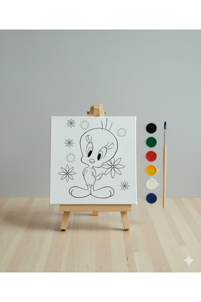 Hobiuniverse Çocuklar İçin Kuş Tuval Boyama Seti | Kendin Yap Çizgi Film Kara...