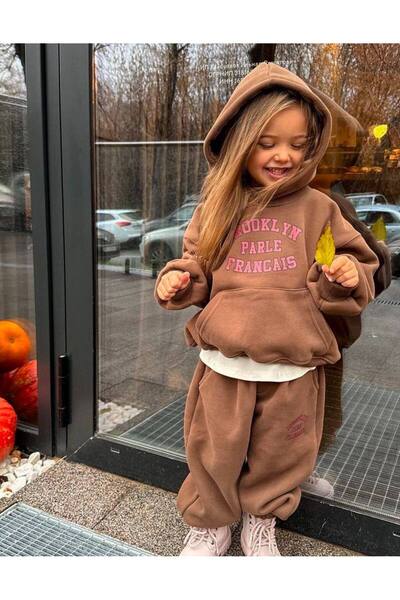 ARBİ kids بدلة من القماش المكون من ثلاثة خيوط من بروكلين للفتيات، مصنوعة من ا...