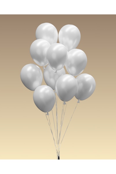 Umamiçe 10 بالونات بيضاء معدنية