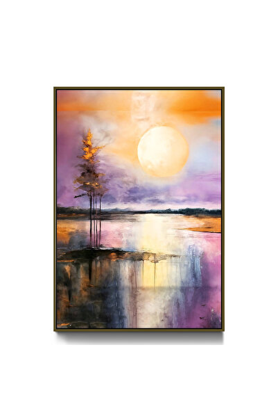 EMYA HOME Bronze Metal Framed Landscape Canvas Painting