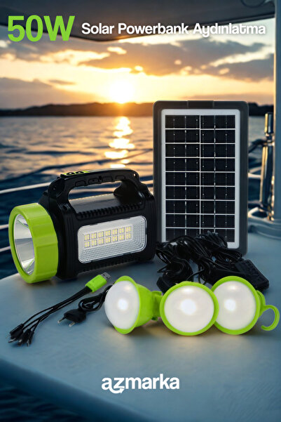 azmarka 50W Solar Aydınlatma Kamp & Acil Durum İçin Güneş Enerjili Powerbank ...