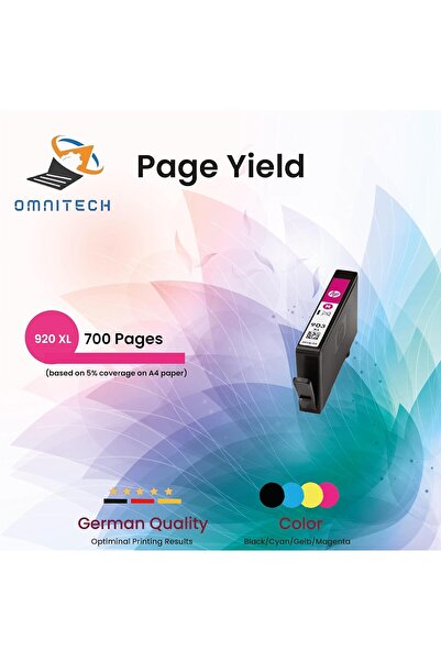 Generic Omni Tech 920 XL Magenta Ink Cartridge - Compatible with Ink HP OfficeJet Pro 6000, 6500a, 7000, 750