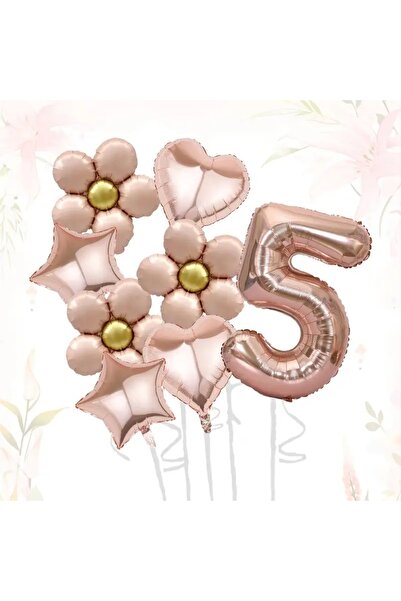 DÜVENCİ TİCARET 8 Parça Papatya Aşk Kalp Yıldız doğum günü parti yaş balon set