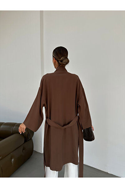 MİA NOURA Women's Long Kimono with Boncu Embroidery on the Front