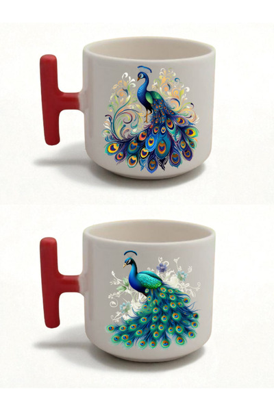 lili hediyelik كوب لاتيه ملون بتصميم طاووس مزدوج الفوهة - هدية يمكن تقديمها للرجال، هدايا للشركات