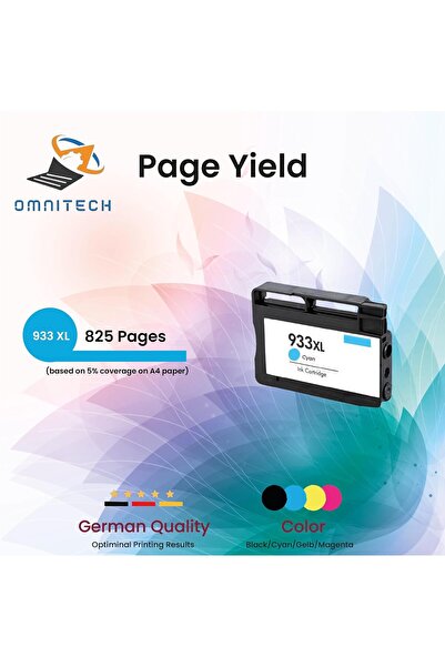 Generic خرطوشة حبر سماوي 932XL 933XL - متوافقة مع طابعات HP OfficeJet 6100، 6600، 6700، 7110، 7510، 7610