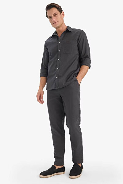 DeFacto 100% Baumwolle Slim Fit Eng Anliegende Hose mit Elastischem Bund Lein...