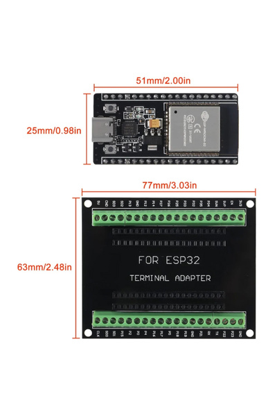 Generic لوحة تطوير ESP32 ESP-WROOM-32 CP2102 شريحة 38Pin Type-C مع لوحة توسيع GPIO الطرفية