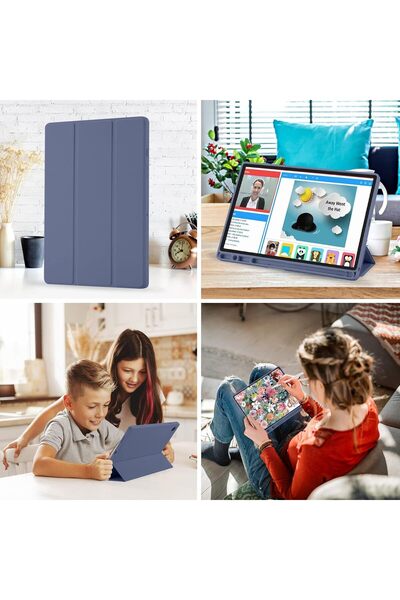 Generic Galaxy Tab A8 10.5-Inch Case, PU Leather TPU Back Cover with Pencil Holder, Auto Sleep/Wake, Blue Gr