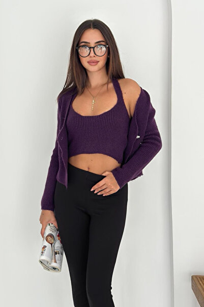 Noa Noa Women's Knitwear Tank Top & Cardigan Set – Colorful & Soft Textured Two-Piece