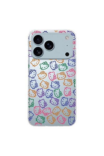 PrintiFy Apple iPhone 17 Pro Max İle Uyumlu Hello Kitty Baskılı Tasarım Şeffaf Silikon Kılıf
