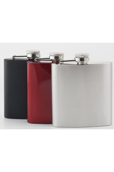 ZS DEMİR Black 6 oz Steel Pocket Drink Kanyak Flask