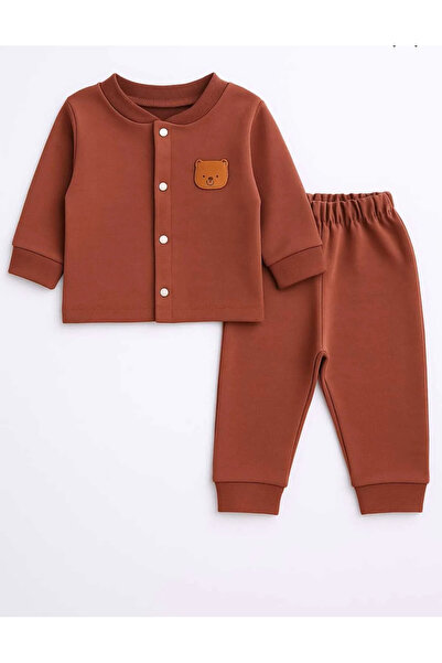 Baby Wings Lycra Double Baby Set with Front Snap Fasteners and Teddy Bear Emblem
