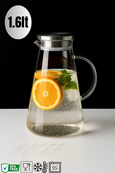 Maloria Metal Süzgeç Kapaklı Borosilikat Sürahi | 1.8lt