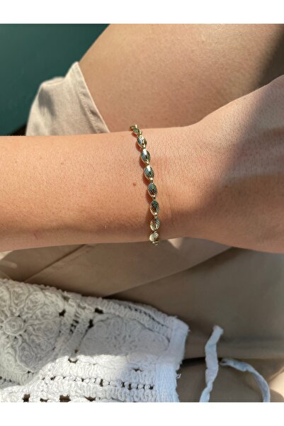 Hora Minimal Yaprak Form Gold Çelik Bileklik