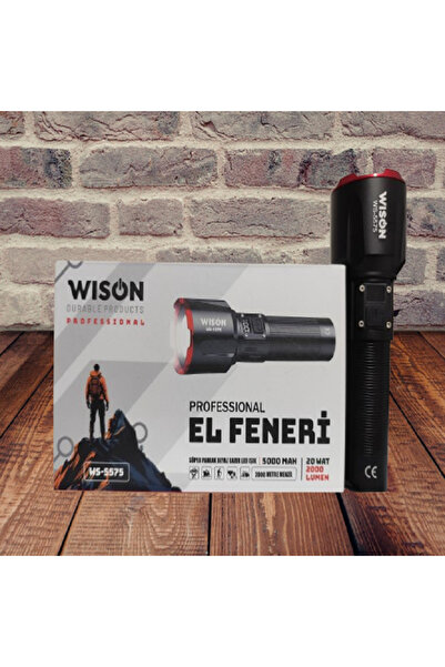 Wıson Ws-5575 20 Wat 2000 Lümen Profesyonel Şarj Edilebilir El Feneri