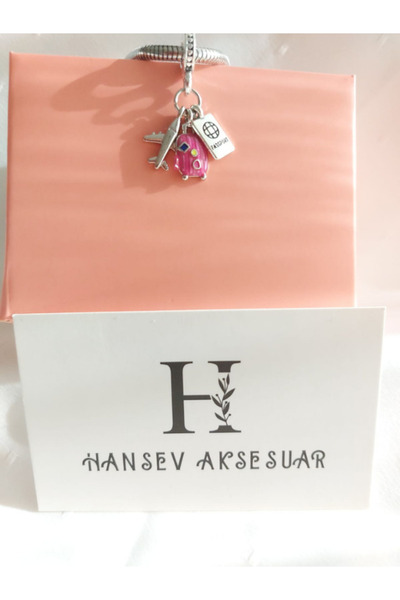 hansev Aksesuar Kadın Temalı Charm – Elbise, Topuklu Ayakkabı ve Çanta Detaylı Çelik Charm