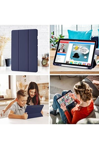 Generic جراب حماية لجهاز Galaxy Tab S9 مقاس 11 بوصة، أزرق داكن، مع حامل قلم S، وحامل ثلاثي الطي، وخاصية السكون/التنشيط التلقائي،