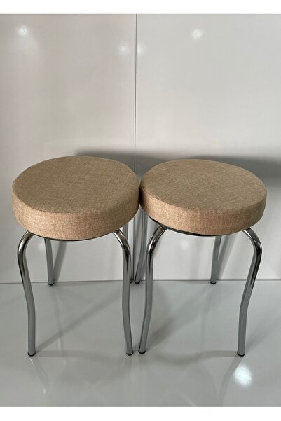 SİTELER MOBİLYA Tabure (2 Adet) Metal Krom Ayak, İstiflenebilir Mobilya, Balkon, Mutfak, Salon ve Teras Takımı