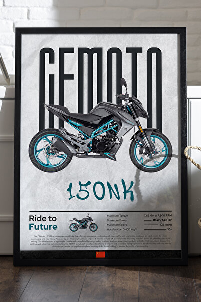 Duvarda CFMOTO 150NK Αφίσα με μαύρο ξύλινο πλαίσιο, Διακοσμητικός πίνακας τοί...