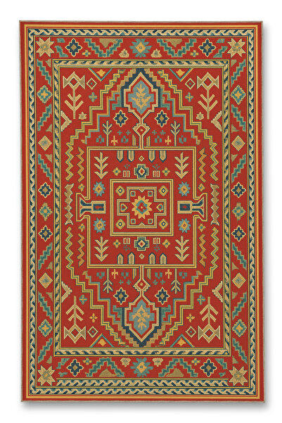 Rugs Modern Halı MOSSO Κόκκινο Θεματικό Εθνοτικό Μοτίβο με Σχέδια Υφαντή Βάση...