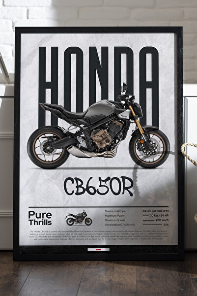 Duvarda Poster cu ramă din lemn negru Honda CB650R, pictură decorativă de per...