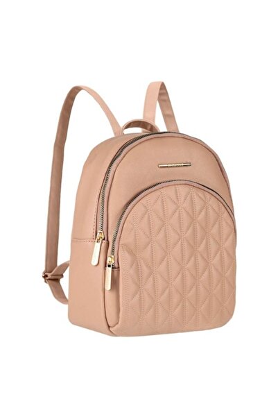EXCLUSIV Beige Women's Backpack with Zipper