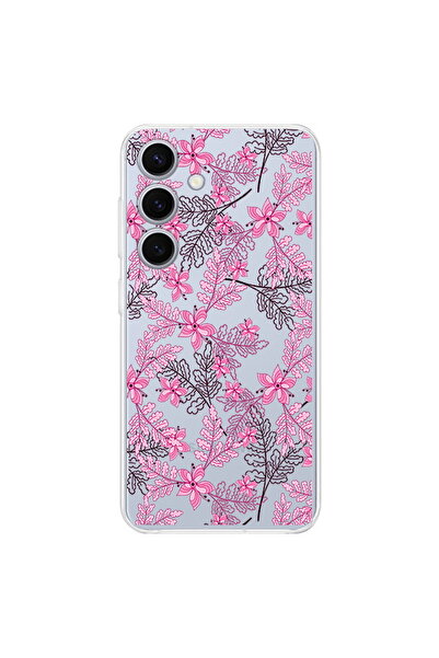 PrintiFy Samsung Galaxy S25 FE İle Uyumlu Floral Pembe Baskılı Kamera Korumal...