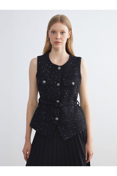 LC Waikiki Sparkling Choices from Shining Store |   Crew Neck Stone Women's Vest