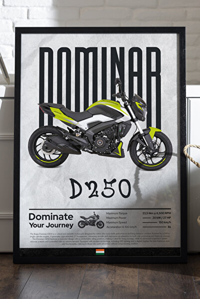 Duvarda Bajaj Dominar 250 Siyah Ahşap Çerçeveli Poster, Dekoratif Motosiklet ...