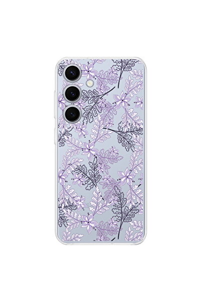 PrintiFy Samsung Galaxy S25 İle Uyumlu Floral Lila Baskılı Kamera Korumalı Şe...