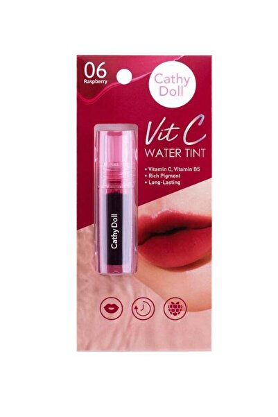 Cathy Doll Vit C Water Tint - Long-Lasting Raspberry Lip & Cheek Tint with Vitamin C