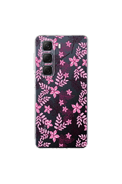 PrintiFy infinix Hot 50 Pro İle Uyumlu Floral Pembe Baskılı Kamera Korumalı Ş...
