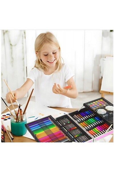 Natavanbutık 🎨 Çocuklar İçin 145 Parça Sanat Seti – Çizim ve Boyama – Pembe ...