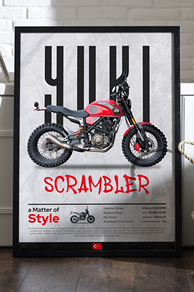 Duvarda Αφίσα Yuki Scrambler με μαύρο ξύλινο πλαίσιο, διακοσμητικός πίνακας τ...