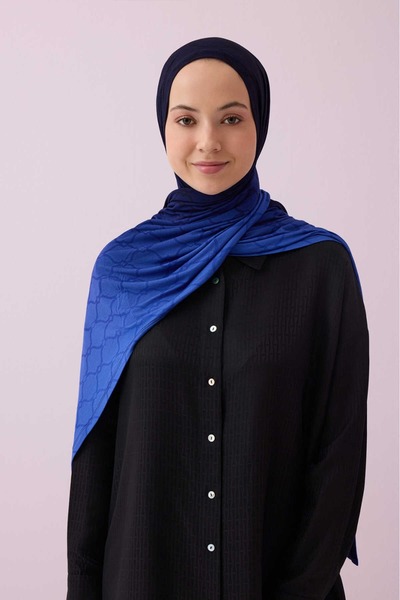 Imannoor Kafes Navy Blue Gradient Supreme Shawl 70X165
